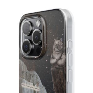 Bear Waterfall Phone Case | Dark Moody Collage Art, Night Sky Mountain Scene, Trout & Snail, Funny Quote, Nature Lover Gift, iPhone Flexi image 13