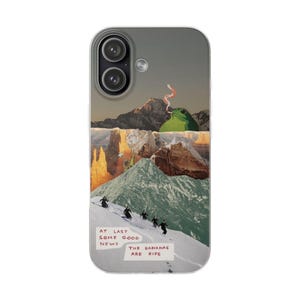 Frog Canyon Phone Case | Funny Retro Collage, The Bananas Are Ripe, Surreal Desert Mountain Ski Scene, Weird Art Flexi Case, iPhone image 10