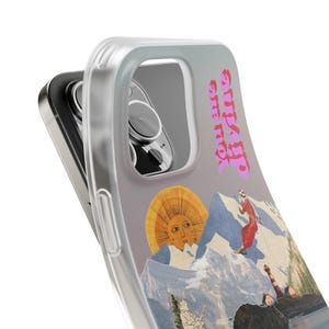 You Are Divine Phone Case | Retro Sun Mountain Collage, Lighthouse, Boho Celestial Flexi Case, Affirmation Quote, Gift for Her, iPhone image 16
