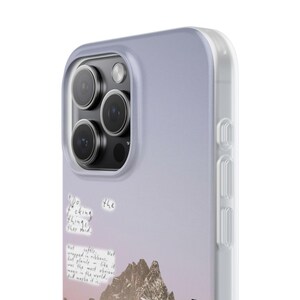 Mountain Cottage Phone Case | Pastel Lavender Sky Collage, Cottagecore Wildflower Cabin, Handwritten Poem Quote, Boho Flexi Case, iPhone image 13