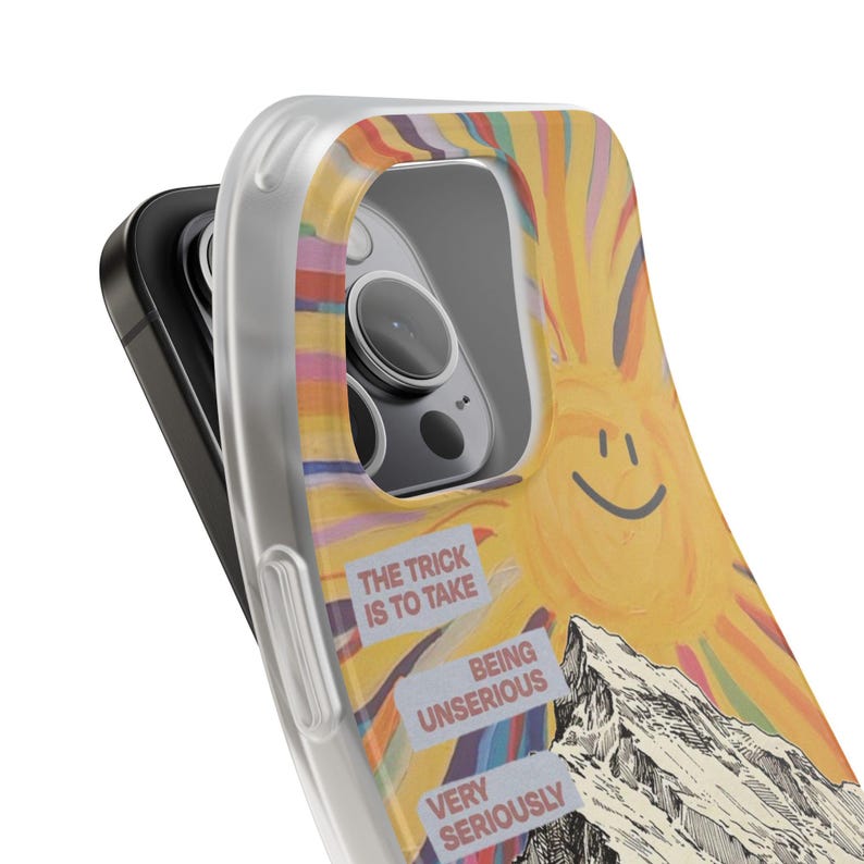 Frog with Guitar Phone Case | Retro Smiling Sun Mountain Collage, Cottagecore Boho Flexi Case, Funny Quote, Cute Frog Gift, iPhone image 17