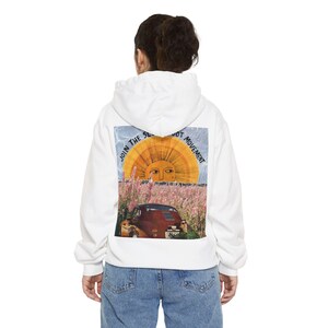 Slow Foot Movement Hoodie | Retro Sun & Wildflower Collage Back Print, Slow Living Road Trip Aesthetic, Comfort Colors Garment-Dyed image 3