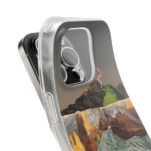 Frog Canyon Phone Case | Funny Retro Collage, The Bananas Are Ripe, Surreal Desert Mountain Ski Scene, Weird Art Flexi Case, iPhone image 13