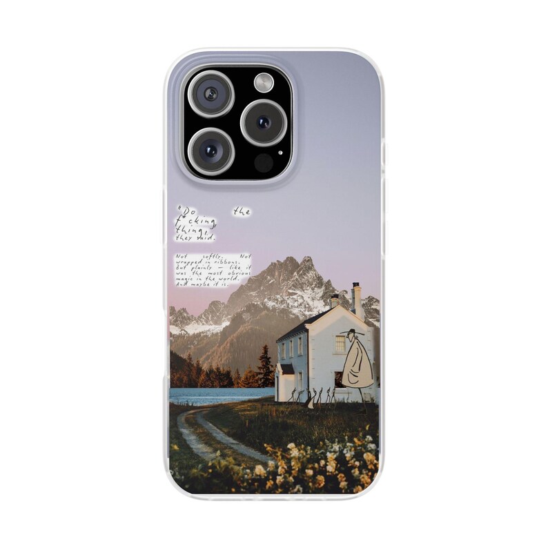 Mountain Cottage Phone Case | Pastel Lavender Sky Collage, Cottagecore Wildflower Cabin, Handwritten Poem Quote, Boho Flexi Case, iPhone image 19