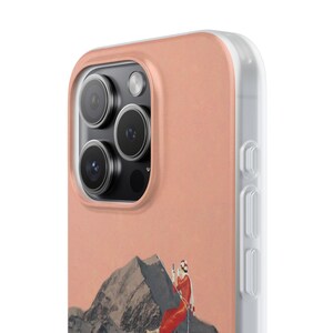 Retro Ski Phone Case | Silly Girls Live Forever, Vintage Ski Jump Collage, Pink Mountain Flexi Case, Skier Gift, Ski Bum, iPhone image 4