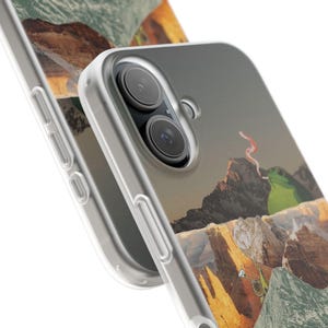 Frog Canyon Phone Case | Funny Retro Collage, The Bananas Are Ripe, Surreal Desert Mountain Ski Scene, Weird Art Flexi Case, iPhone image 17