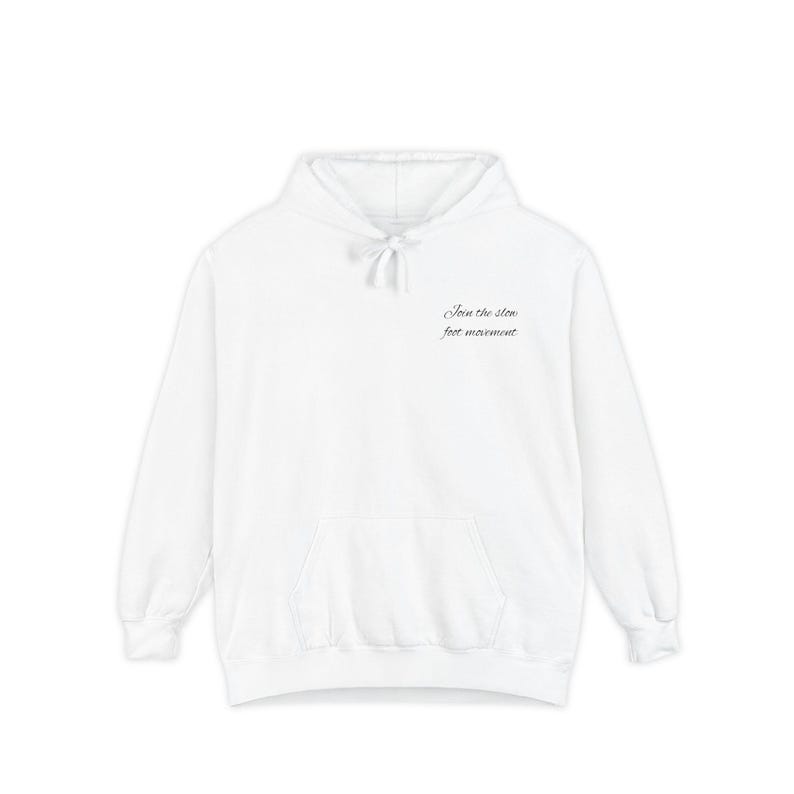 Slow Foot Movement Hoodie | Retro Sun & Wildflower Collage Back Print, Slow Living Road Trip Aesthetic, Comfort Colors Garment-Dyed image 2