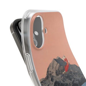 Retro Ski Phone Case | Silly Girls Live Forever, Vintage Ski Jump Collage, Pink Mountain Flexi Case, Skier Gift, Ski Bum, iPhone image 19