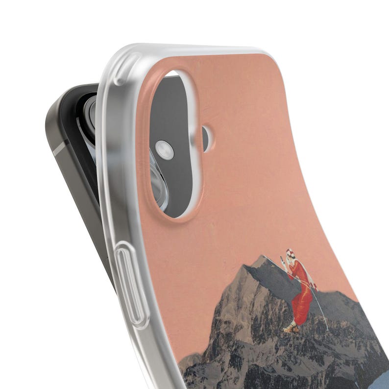 Retro Ski Phone Case | Silly Girls Live Forever, Vintage Ski Jump Collage, Pink Mountain Flexi Case, Skier Gift, Ski Bum, iPhone image 19