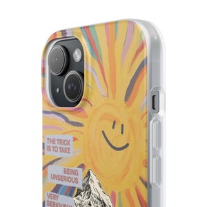 Frog with Guitar Phone Case | Retro Smiling Sun Mountain Collage, Cottagecore Boho Flexi Case, Funny Quote, Cute Frog Gift, iPhone image 4