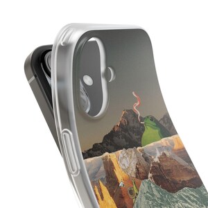Frog Canyon Phone Case | Funny Retro Collage, The Bananas Are Ripe, Surreal Desert Mountain Ski Scene, Weird Art Flexi Case, iPhone image 18