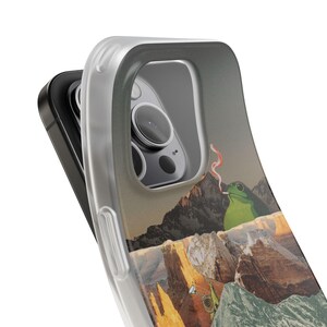 Frog Canyon Phone Case | Funny Retro Collage, The Bananas Are Ripe, Surreal Desert Mountain Ski Scene, Weird Art Flexi Case, iPhone image 8