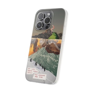 Frog Canyon Phone Case | Funny Retro Collage, The Bananas Are Ripe, Surreal Desert Mountain Ski Scene, Weird Art Flexi Case, iPhone image 2