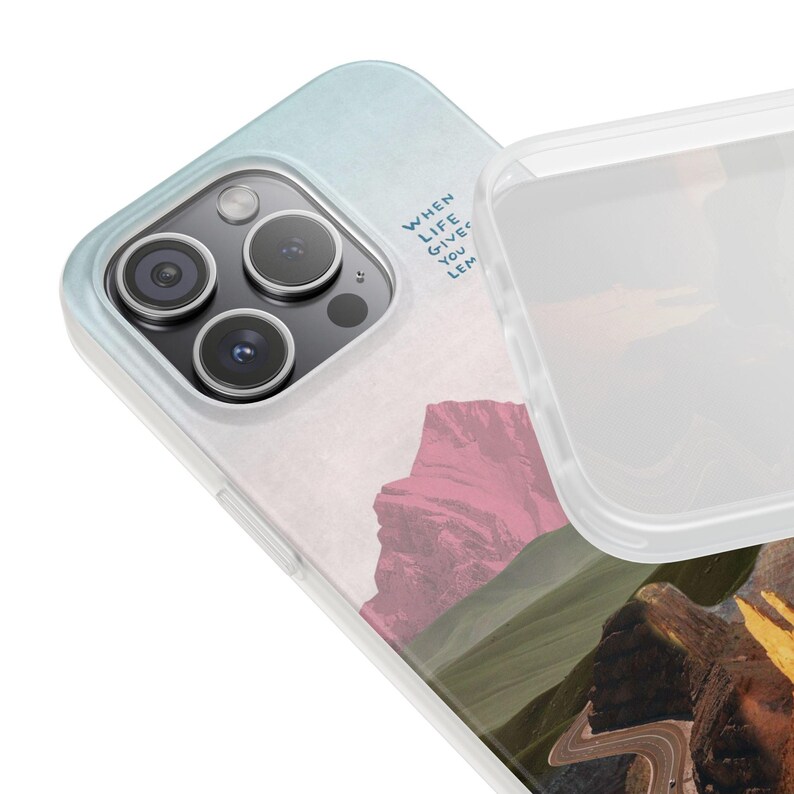 Trout Phone Case | Pink Mountain Collage Flexi Case, Surreal Retro Art, Funny Lemon Quote, Fly Fishing Gift, iPhone Case image 7