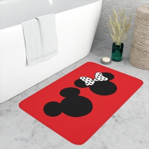 Memory Foam Bath Mat / Bright Red / Mickey & Minnie / Disney Inspired Home Decor / Anti-Slip Rug / Disney Lovers Gift / Bathroom Collection