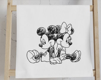 Bathroom Towel / Mickey Minnie Sketch / Hand Towel / Disney Inspired Home Decor / Bath Towel