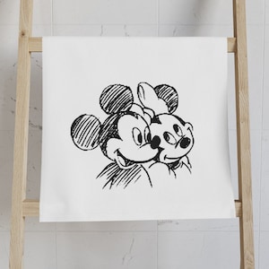 Asciugamano da bagno / Schizzo di Minnie Topolino / Asciugamano / Decorazione per la casa ispirata alla Disney / Asciugamano da bagno