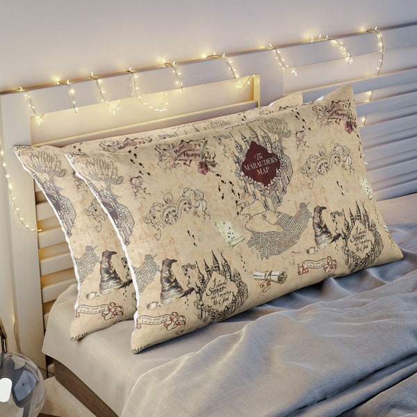 Harry Potter Inspired Pillow Sham / Microfiber Pillow Sham / Marauder's Map / Bedroom Collection / Home Decor / Hogwarts Bedding