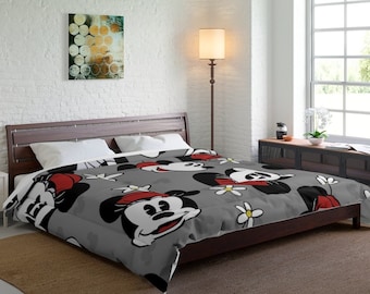 Disney Comforter / Retro Minnie / Red Hat Minnie / Manta inspirada en Disney / Decoración del dormitorio / Decoración del hogar