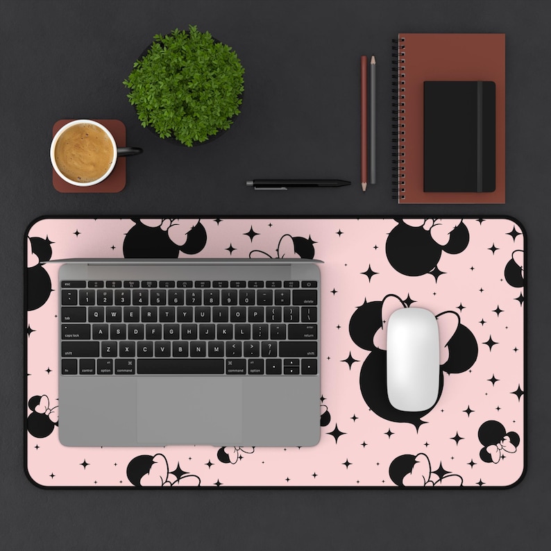Disney Inspired Desk Mat / Pink Minnie Mouse Ears / Stars / Office Supplies / Mouse Pad / Computer Desk Pad image 7