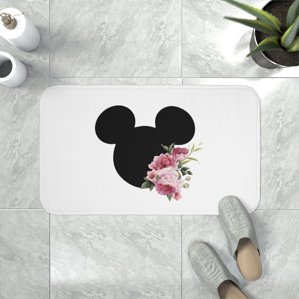 Memory Foam Bath Mat / Mickey Spring Flowers / Disney Inspired Home Decor