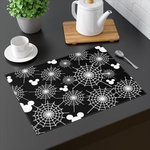 Spider Webs Placemat Cotton / Disney Inspired Decor / Halloween Mickey / Tabletop Placement / Halloween Table Setting / Dining