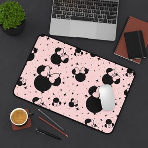 Disney Inspired Desk Mat / Pink Minnie Mouse Ears / Stars / Office Supplies / Mouse Pad / Computer Desk Pad image 4