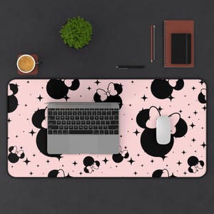 Disney Inspired Desk Mat / Pink Minnie Mouse Ears / Stars / Office Supplies / Mouse Pad / Computer Desk Pad image 10