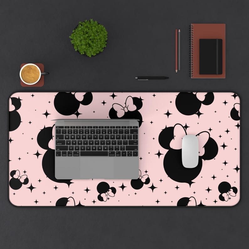 Disney Inspired Desk Mat / Pink Minnie Mouse Ears / Stars / Office Supplies / Mouse Pad / Computer Desk Pad image 10