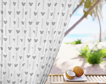 Disney Inspired Window Curtains (1 Piece) / Mickey Arrow Design Gray / Blackout Curtain / Home Decor