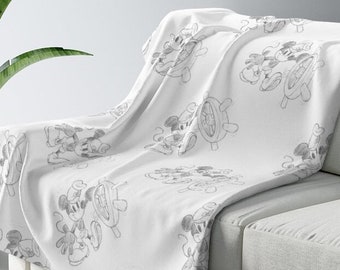 Manta Sherpa Fleece / Decoración inspirada en Disney / Steamboat Willie / Decoración del hogar / Colección de dormitorios / Mickey / Regalos para amantes de Disney