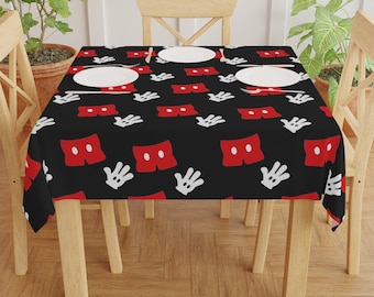 ディズニー風スクエアテーブルクロス / 赤と白 / ミッキーショーツ / ミッキーグローブ / ディズニーホームデコレーション / ダイニングセット