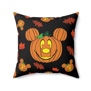 Halloween Square Pillow / Mickey Pumpkins / Disney Inspired Decor / Halloween Decor / Fall Leaves