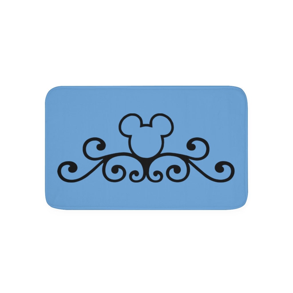 Light Blue Memory Foam Bath Mat / Mickey Scroll