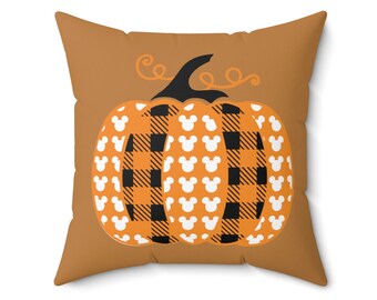 Almohada cuadrada de calabaza / Calabazas de Mickey / Decoración inspirada en Disney / Decoración de Acción de Gracias / Feliz Día de Acción de Gracias