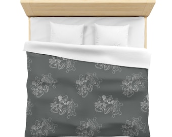 Dark Gray Microfiber Duvet Cover / Steamboat Willie / Disney Inspired / Bedroom Collection / Mickey / Home Decor