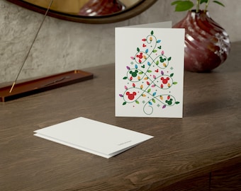 Disney Inspired Blank Christmas Cards (1pc, 10pc, 30pc, 50pc)/ Mickey Christmas Tree Lights / Blank Cards
