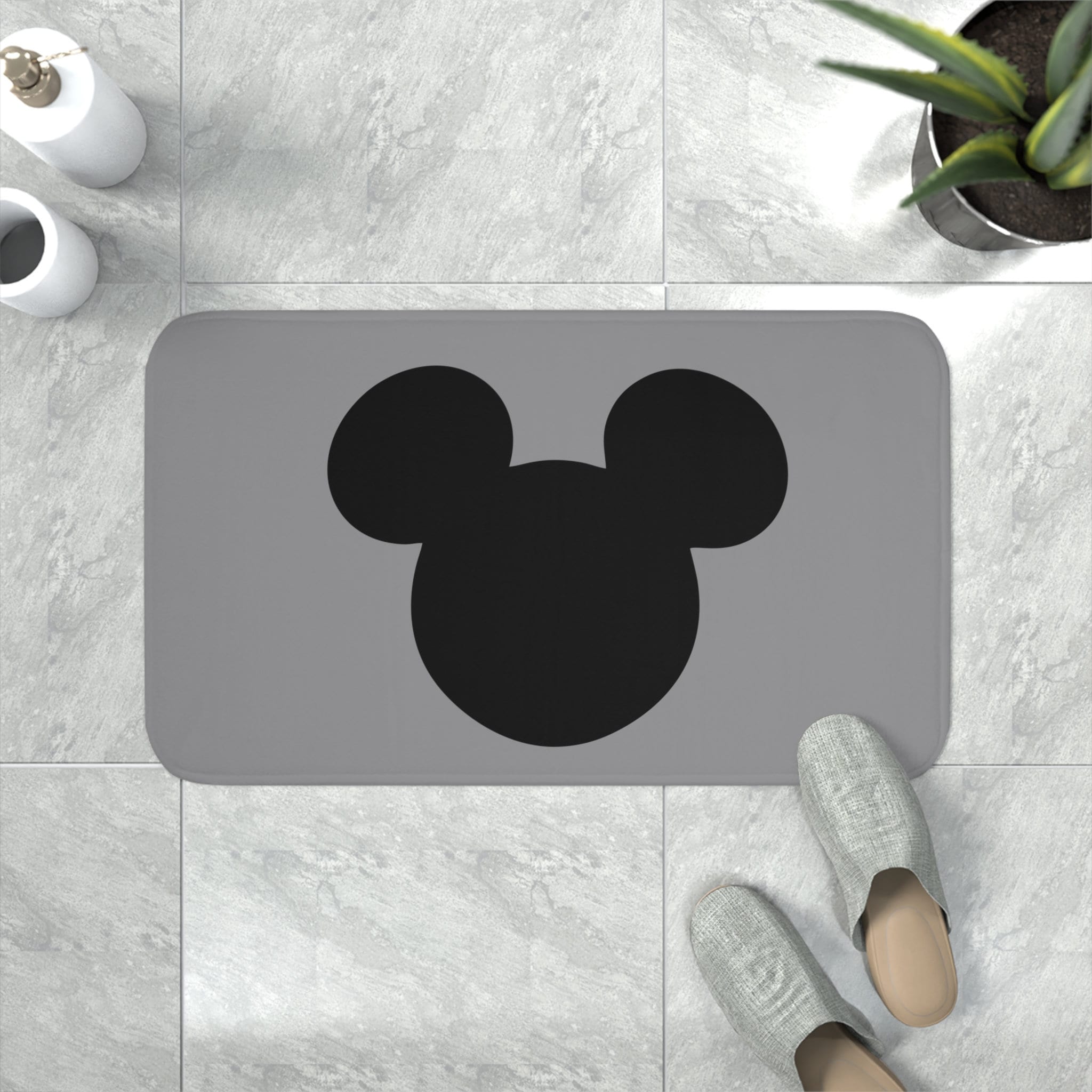 Gray Memory Foam Bath Mat / Mickey / Disney Inspired Home Decor