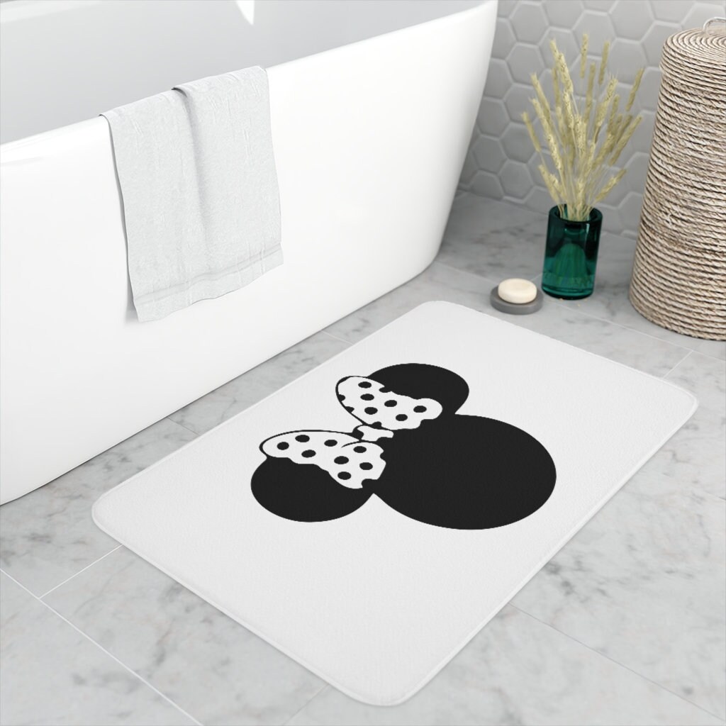 Black & White Memory Foam Bath Mat / Minnie / Disney Inspired Home Decor