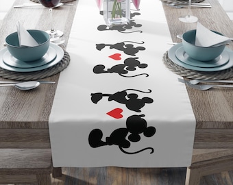 ミッキーミニーテーブルランナー / ディズニー風ホームデコレーション / ダイニングデコレーション / ディズニー愛好家