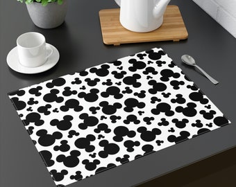 ミッキーヘッドプレースマットコットン / ディズニー風装飾 / テーブルトッププレースマット / ディズニー愛好家へのギフト / ディズニーダイニング / ミッキー