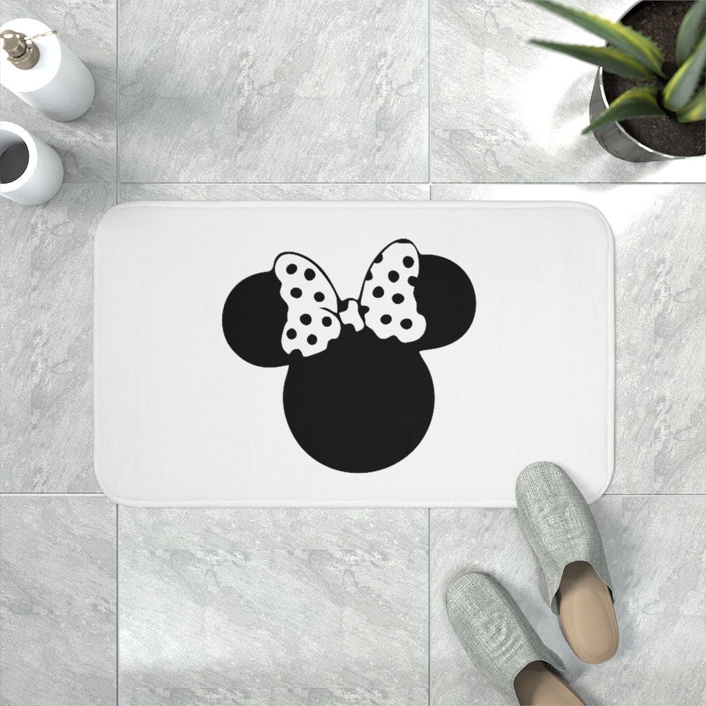 Black & White Memory Foam Bath Mat / Minnie / Disney Inspired Home Decor