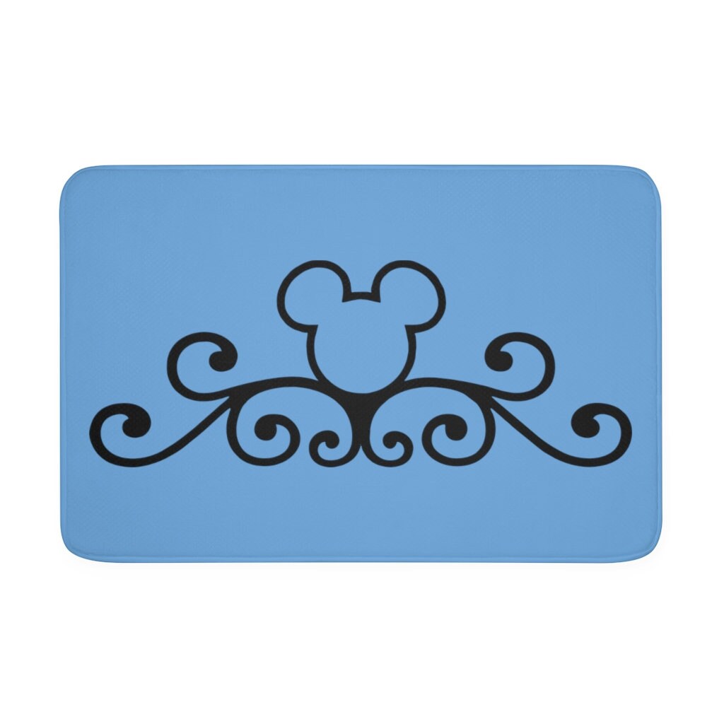 Light Blue Memory Foam Bath Mat / Mickey Scroll