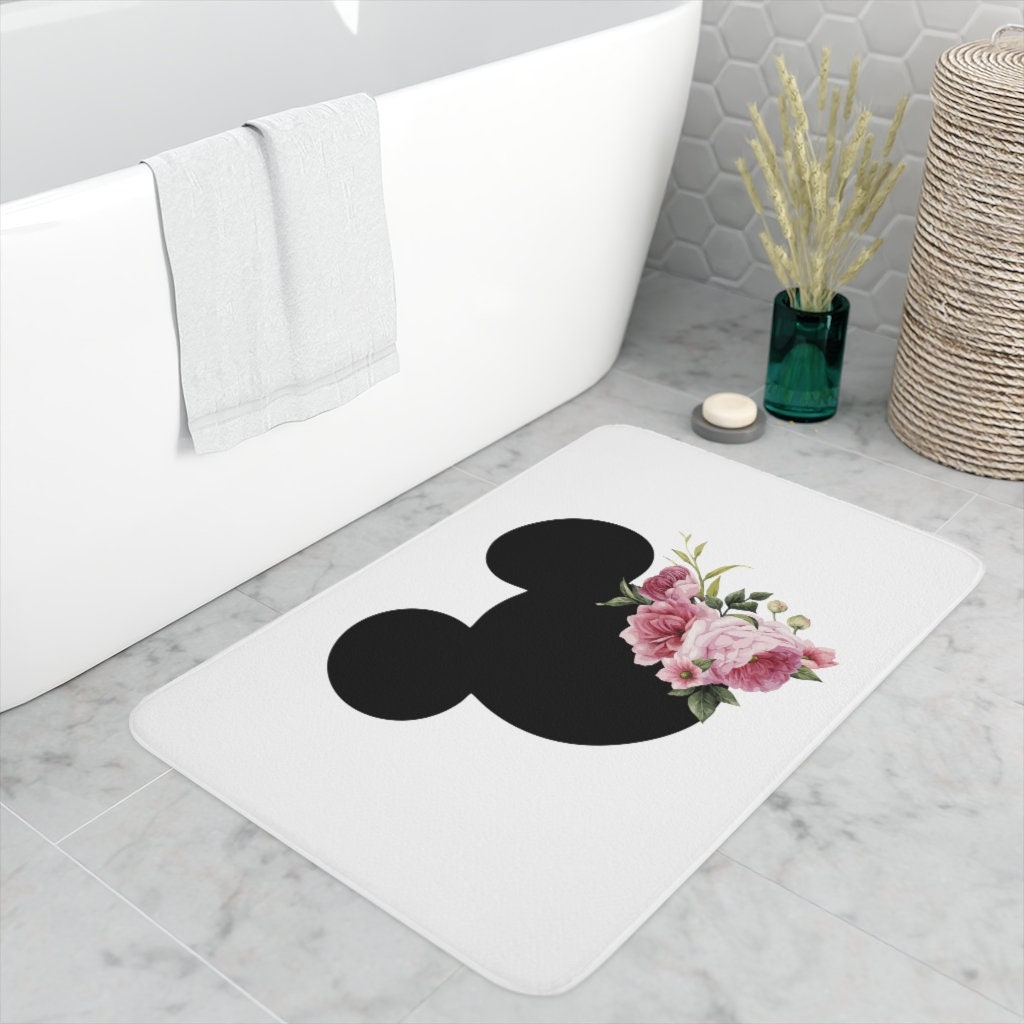 Memory Foam Bath Mat / Mickey Spring Flowers / Disney Inspired Home Decor