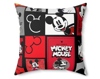 Disney Square Pillow / Mickey / Red & Black / Disney Inspired Decor / Home Decor / Disney Collection / Disney Lover Gifts