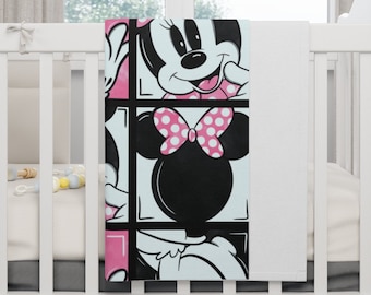 Couverture pour bébé en polaire / Décoration inspirée de Disney / Minnie rose / Décoration d'intérieur / Collection pour chambre d'enfants / Cadeaux pour les amoureux de Disney