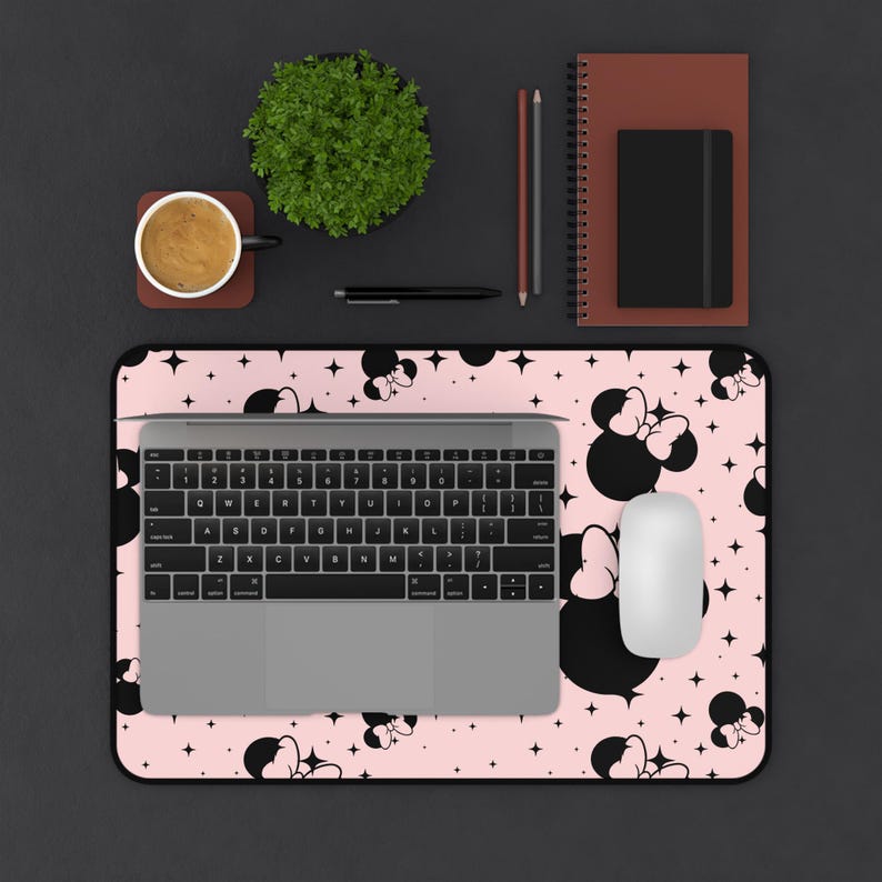 Disney Inspired Desk Mat / Pink Minnie Mouse Ears / Stars / Office Supplies / Mouse Pad / Computer Desk Pad image 3