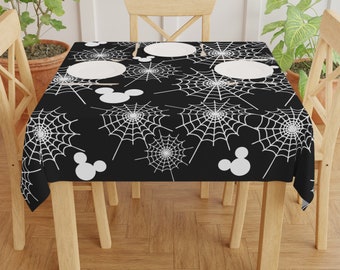 Mantel de tela de araña / Mantel cuadrado inspirado en Disney / Mickey de Halloween / Decoración del hogar de Disney / Juego de comedor