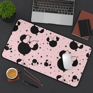 Disney Inspired Desk Mat / Pink Minnie Mouse Ears / Stars / Office Supplies / Mouse Pad / Computer Desk Pad image 1