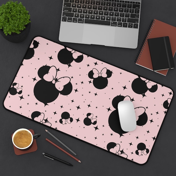 Disney Inspired Desk Mat / Pink Minnie Mouse Ears / Stars / Office Supplies / Mouse Pad / Computer Desk Pad
